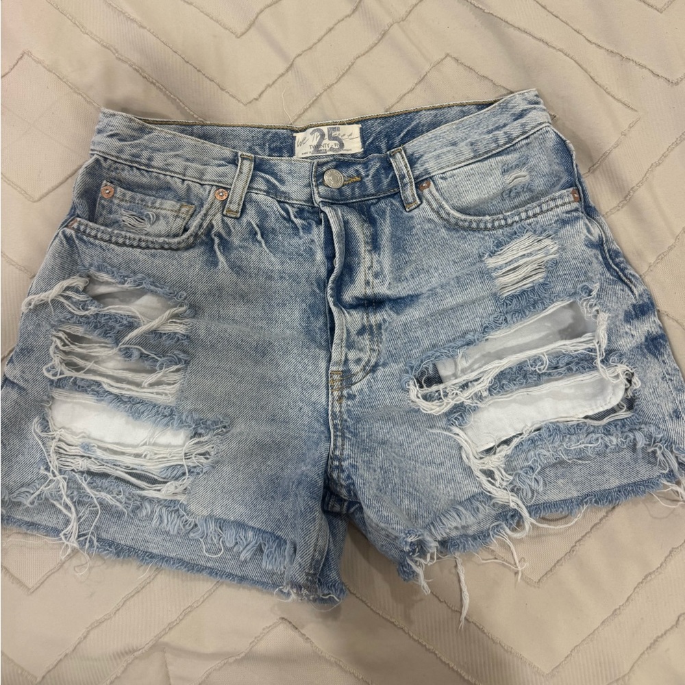 We The Free Blue Jean Shorts Distressed Vintage Style